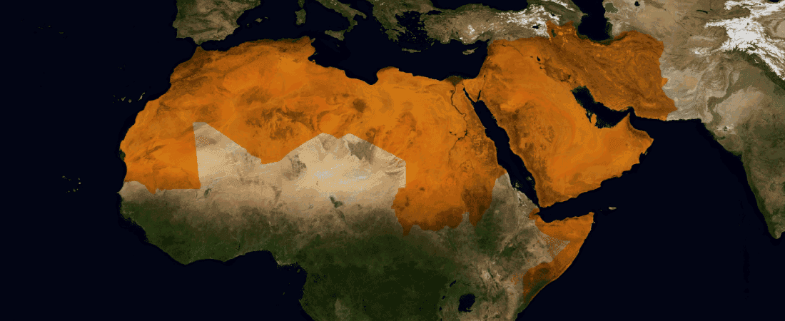 Map of North Africa and the Middle East.